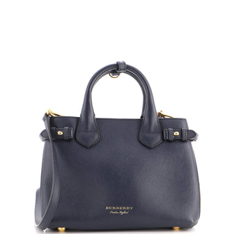 Burberry Banner Tote Leather and House Check Canvas Small