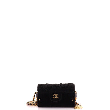 Chanel CC Barrel Chain Crossbody Bag Camellia Velvet Small