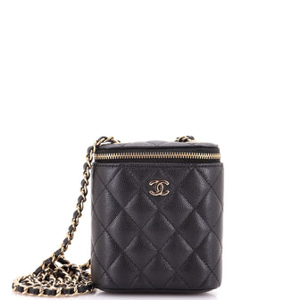 Chanel Vertical Classic Vanity Case with Chain Quilted Caviar Mini