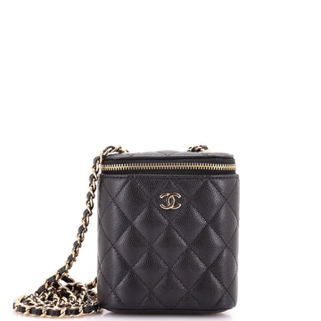 Chanel Vertical Classic Vanity Case with Chain Quilted Caviar Mini