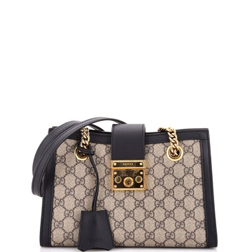 Gucci Padlock Chain Tote GG Coated Canvas with Leather Small