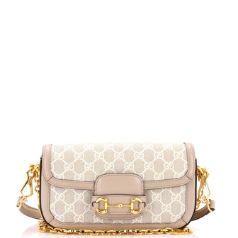 Gucci Horsebit 1955 Shoulder Bag GG Coated Canvas with Leather East West