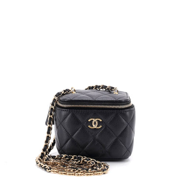Chanel Tiny CC Link Vanity Case with Chain Quilted Caviar Mini