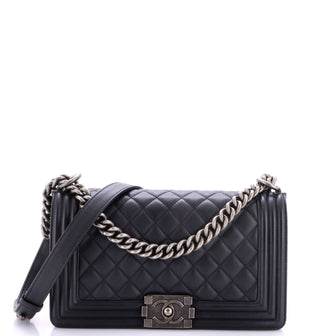 Chanel Boy Flap Bag Quilted Calfskin Old Medium