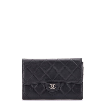 Chanel CC Gusset Classic Flap Wallet Quilted Lambskin Small