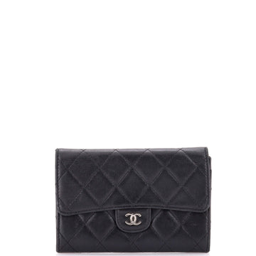 Chanel CC Gusset Classic Flap Wallet Quilted Lambskin Small