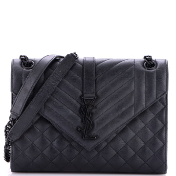 Saint Laurent Classic Monogram Envelope Satchel Mixed Matelasse Leather Medium