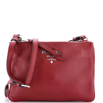 Prada Double Zip Crossbody Bag Vitello Daino Small
