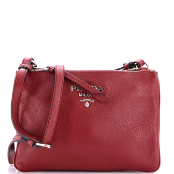 Prada Double Zip Crossbody Bag Vitello Daino Small