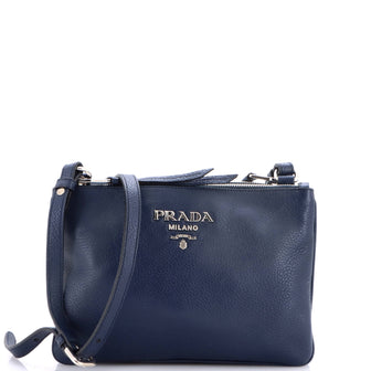 Prada Double Zip Crossbody Bag Vitello Daino Small