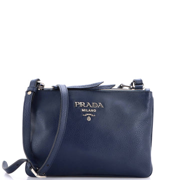 Prada Double Zip Crossbody Bag Vitello Daino Small