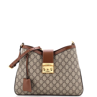 Gucci Padlock Chain Shoulder Bag GG Coated Canvas with Leather Medium