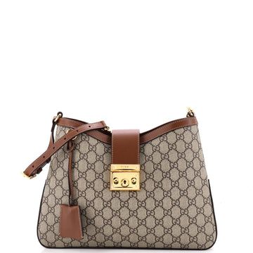 Gucci Padlock Chain Shoulder Bag GG Coated Canvas with Leather Medium