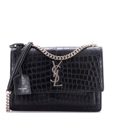 Saint Laurent Sunset Crossbody Bag Crocodile Embossed Leather Medium