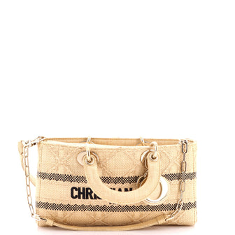 Christian Dior Lady D-Joy Bag Cannage Embroidered Raffia Medium