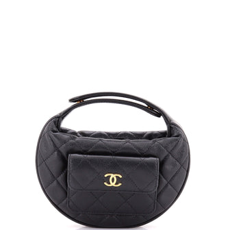 Chanel Polly Pocket Pouch Hobo Quilted Caviar Mini