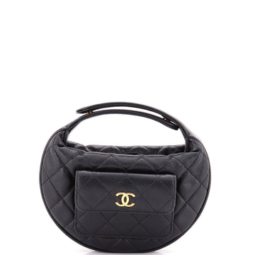 Chanel Polly Pocket Pouch Hobo Quilted Caviar Mini