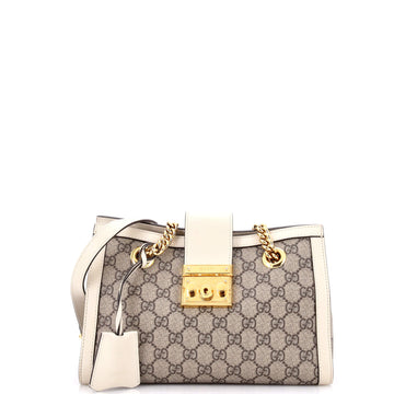 Gucci Padlock Chain Tote GG Coated Canvas with Leather Small