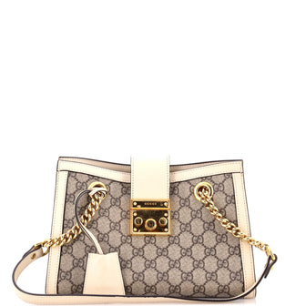Gucci Padlock Chain Tote GG Coated Canvas with Leather Small