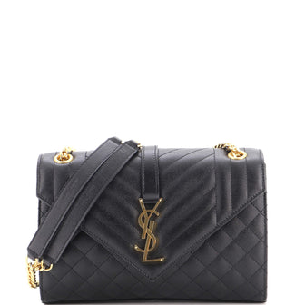 Saint Laurent Classic Monogram Envelope Satchel Mixed Matelasse Leather Medium
