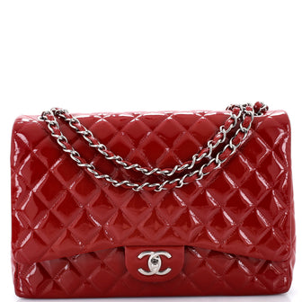 Chanel Classic Double Flap Bag Quilted Patent Maxi