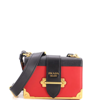 Prada Cahier Crossbody Bag Leather and Saffiano Leather Small