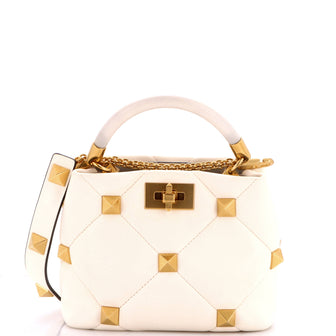 Valentino Garavani Roman Stud Top Handle Bag Quilted Leather Small