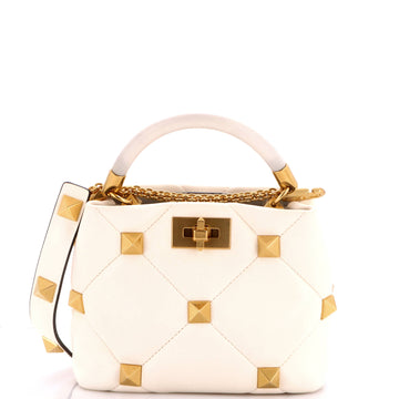 Valentino Garavani Roman Stud Top Handle Bag Quilted Leather Small