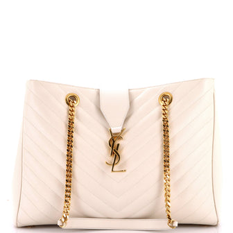 Saint Laurent Classic Monogram Shopper Matelasse Chevron Leather Large