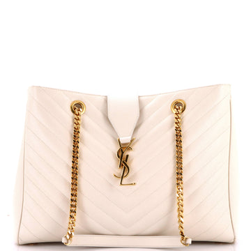 Saint Laurent Classic Monogram Shopper Matelasse Chevron Leather Large