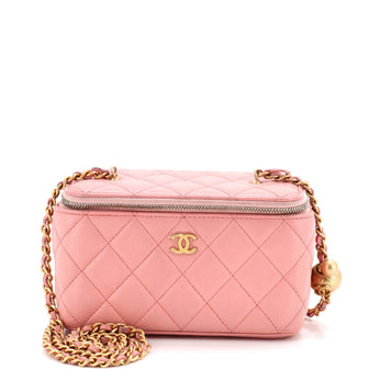 Chanel Pearl Crush Vanity Case with Chain Quilted Lambskin Small