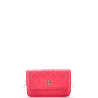 Chanel Pearl Strap CC Wallet on Chain Quilted Calfskin Mini