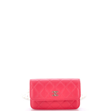 Chanel Pearl Strap CC Wallet on Chain Quilted Calfskin Mini