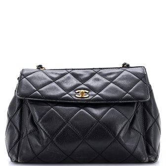Chanel Vintage Front Pocket Shoulder Bag Quilted Lambskin Large