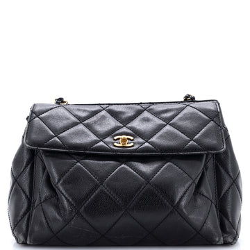 Chanel Vintage Front Pocket Shoulder Bag Quilted Lambskin Large