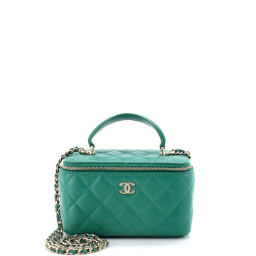 Chanel Classic Top Handle Vanity Case with Chain Quilted Lambskin Small