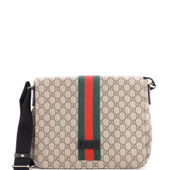 Gucci Web Flap Messenger Bag GG Coated Canvas Medium