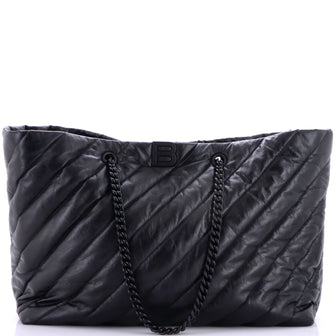 Balenciaga Crush Carry All Chain Tote Quilted Leather Large