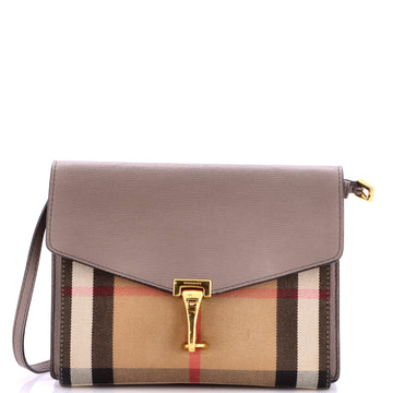 Burberry Macken Crossbody Bag Leather and House Check Canvas Small