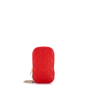 Christian Dior Dioramour Lady Dior Phone Holder on Chain Cannage Quilt Lambskin