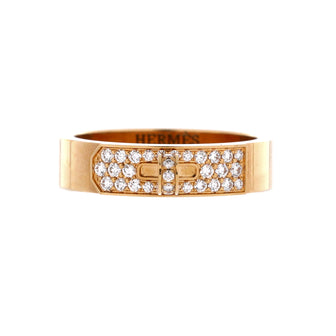 Hermes Kelly Ring 18K Yellow Gold with Pave Diamonds PM
