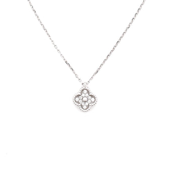 Van Cleef & Arpels Sweet Alhambra Pendant Necklace 18K White Gold with Diamonds