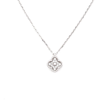 Van Cleef & Arpels Sweet Alhambra Pendant Necklace 18K White Gold with Diamonds