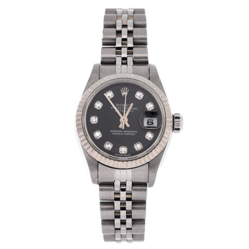 Rolex Oyster Perpetual Datejust Automatic Watch Stainless Steel and White Gold with Diamond Markers 26