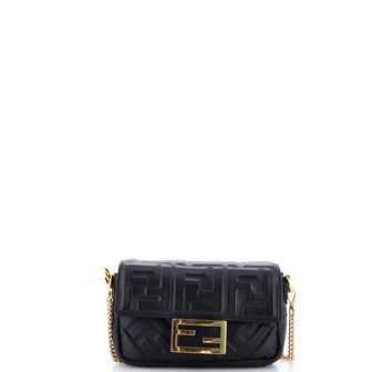 Fendi Baguette NM Bag Zucca Embossed Leather Mini