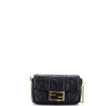 Fendi Baguette NM Bag Zucca Embossed Leather Mini
