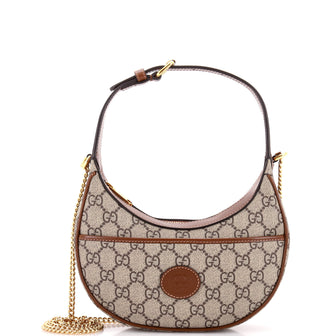 Gucci Interlocking G Patch Half Moon Hobo GG Coated Canvas Mini