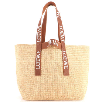 Loewe Fold Logo Strap Tote Raffia Medium