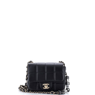 Chanel Monacoco Logo Blocks Square Flap Bag Quilted Lambskin with Resin Mini