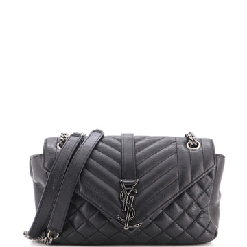 Saint Laurent Classic Monogram Slouchy Envelope Satchel Mixed Matelasse Leather Medium